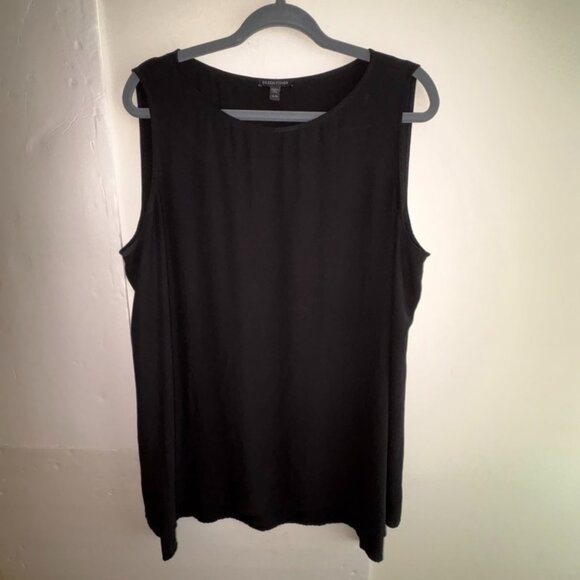 Eileen Fisher Black Silk Georgette Crepe Long Tunic Top Shell XL - Picture 1 of 7